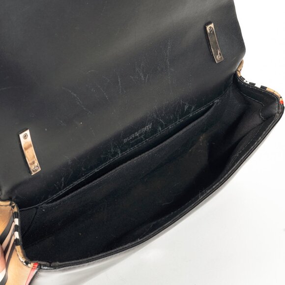 Burberry Lola Small Black Quilted Leather Icon-Stripe Shoulder Bag - Picture 12 of 13